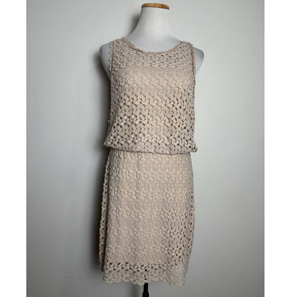 Free People Crochet Lace Sleeveless Mini Dress M‎ Coastal Beach Boho Festival